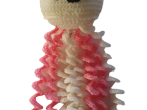 SilverdustUK Crochet Jellyfish Toy Bright Pink-White