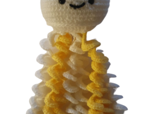 SilverdustUK Crochet Jellyfish Toy Yellow-White
