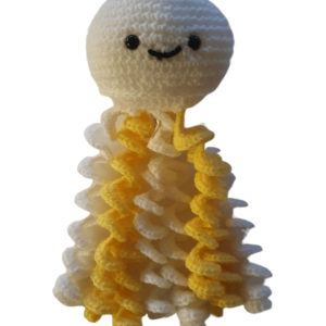SilverdustUK Crochet Jellyfish Toy Yellow-White