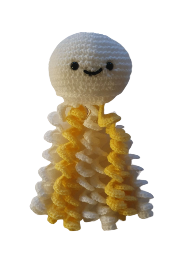 SilverdustUK Crochet Jellyfish Toy Yellow-White