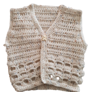 SilverdustUK Crochet Waistcoat Cream Fleck