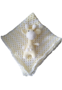 SilverdustUK Crochet Blanket & Giraffe Gift Set Yellow-White