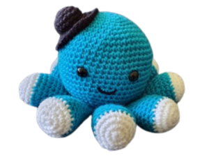 SilverdustUK Crochet Mr. Octopus Toy Blue-White