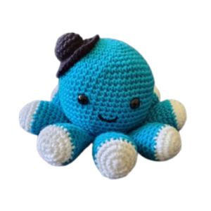 SilverdustUK Crochet Mr. Octopus Toy Blue-White
