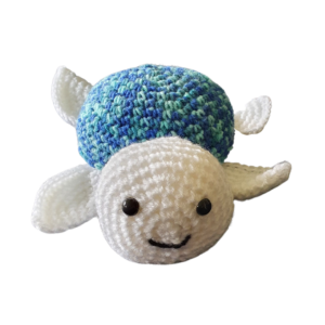 SilverdustUK Crochet Turtle Toy White-Blue-Green