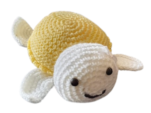 SilverdustUK Crochet Yellow Turtle with a Bow Toy