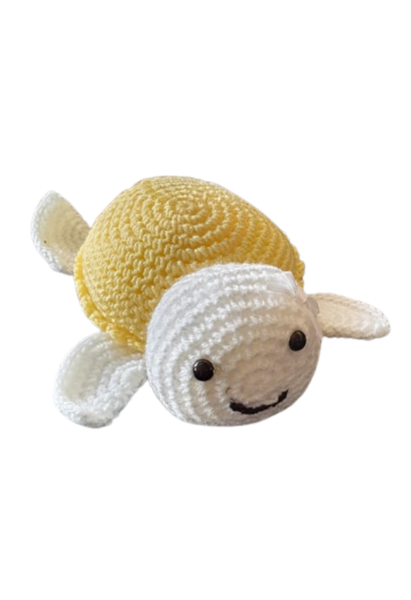 SilverdustUK Crochet Yellow Turtle with a Bow Toy