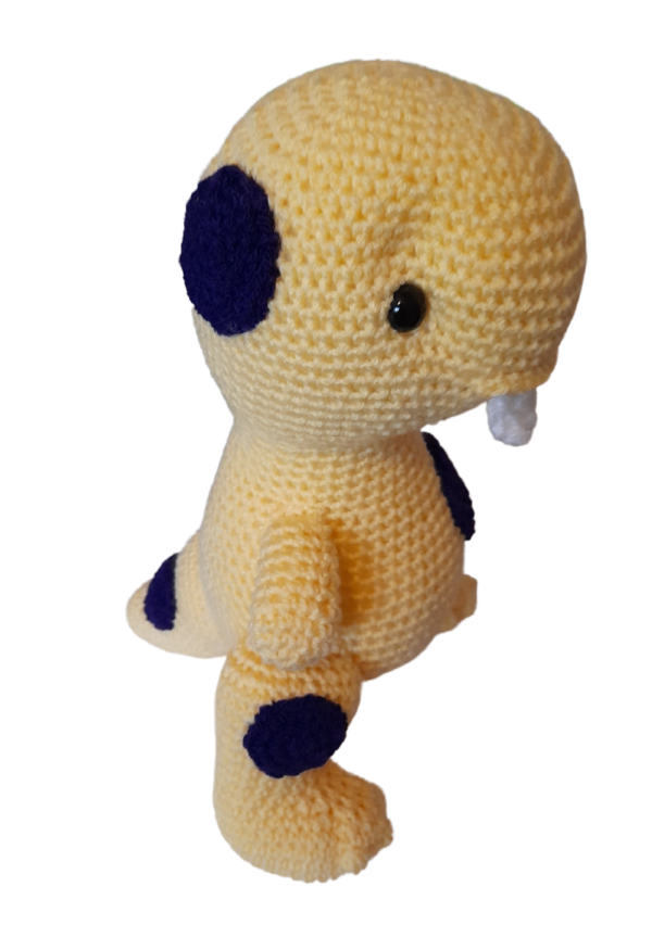 Crochet Toothy Dinosaur Toy | Yellow/Blue - Image 2