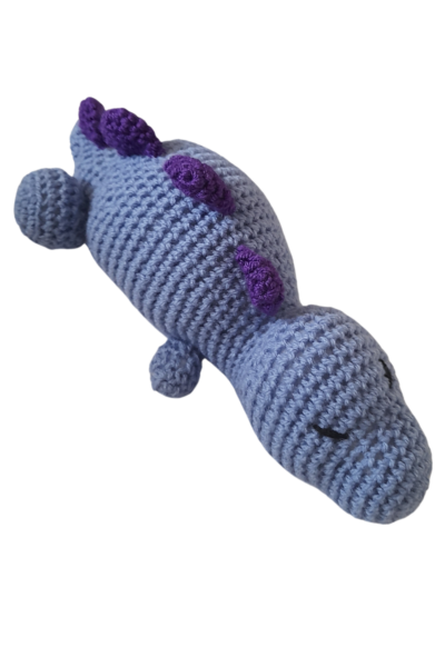 SilverdustUK Crochet Sleepy Baby Dinosaur Blue