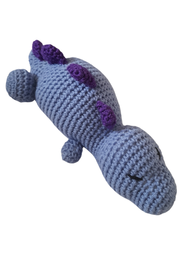 SilverdustUK Crochet Sleepy Baby Dinosaur Blue