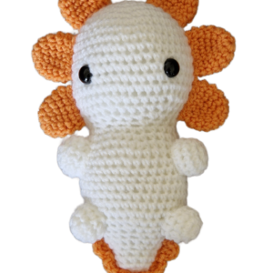 SilverdustUK Crochet Axolotl Toy White-Orange