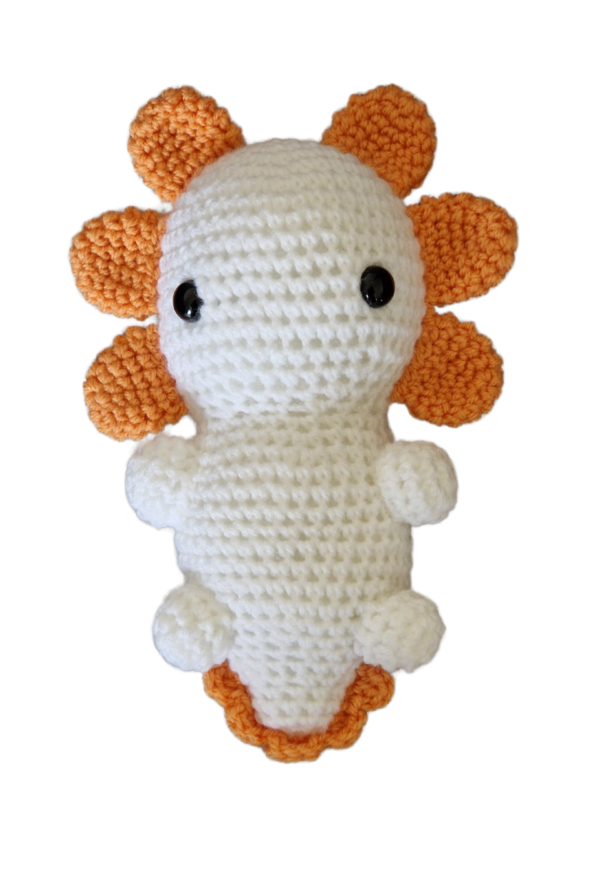 SilverdustUK Crochet Axolotl Toy White-Orange