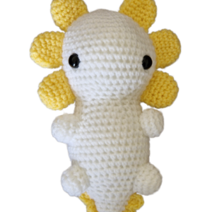 SilverdustUK Crochet Axolotl Toy White-Yellow