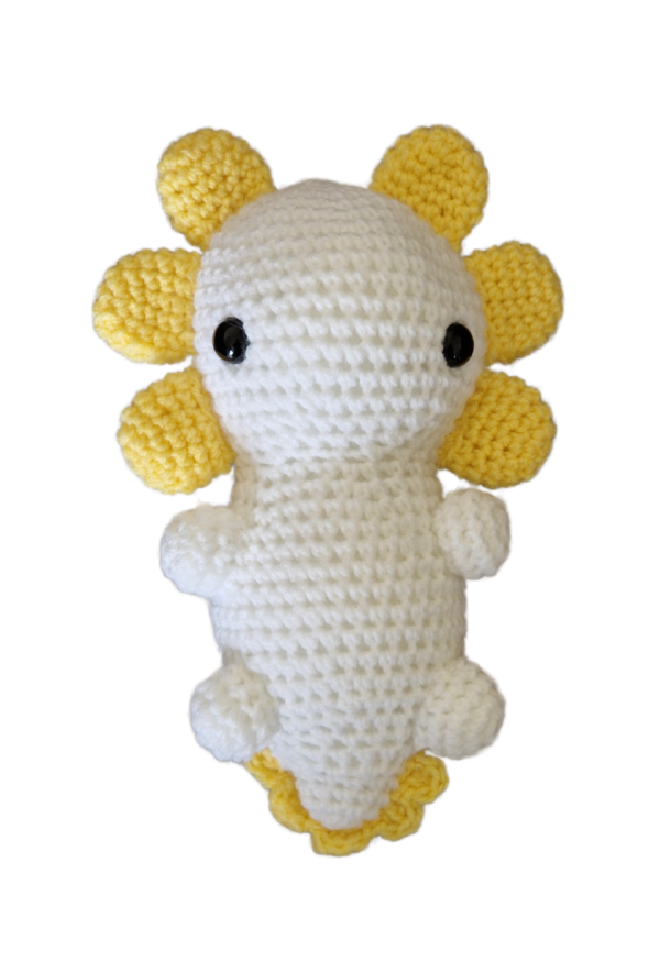 SilverdustUK Crochet Axolotl Toy White-Yellow