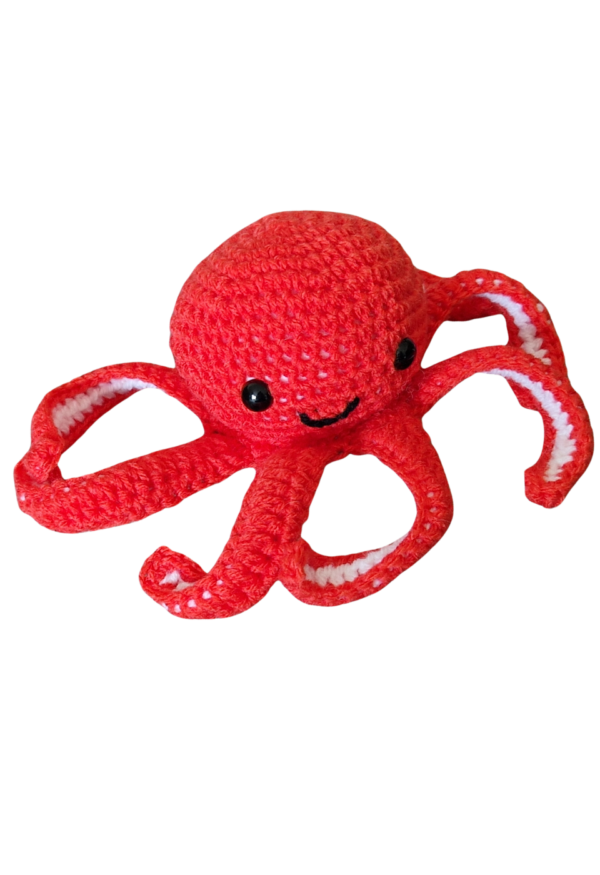 SilverdustUK Crochet Baby Octopus Toy Red