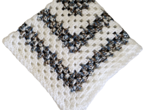 SilverdustUK Crochet Buggy Blanket White-Dark-Multi