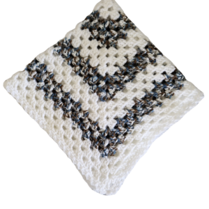 SilverdustUK Crochet Buggy Blanket White-Dark-Multi