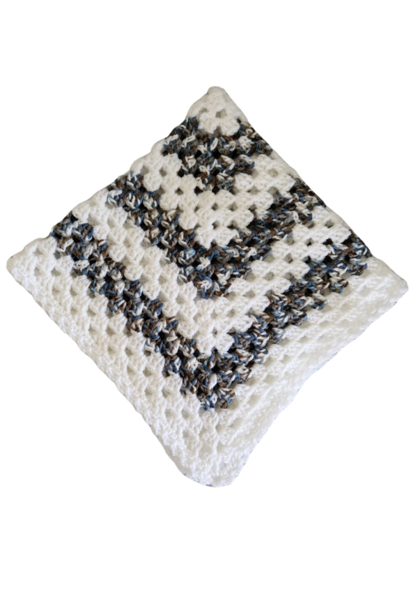 SilverdustUK Crochet Buggy Blanket White-Dark-Multi