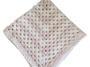 SilverdustUK Crochet Buggy Blanket White-Pink-Multi