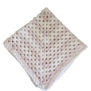 SilverdustUK Crochet Buggy Blanket White-Pink-Multi