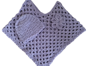 SilverdustUK Crochet Poncho & Hat Set Purple