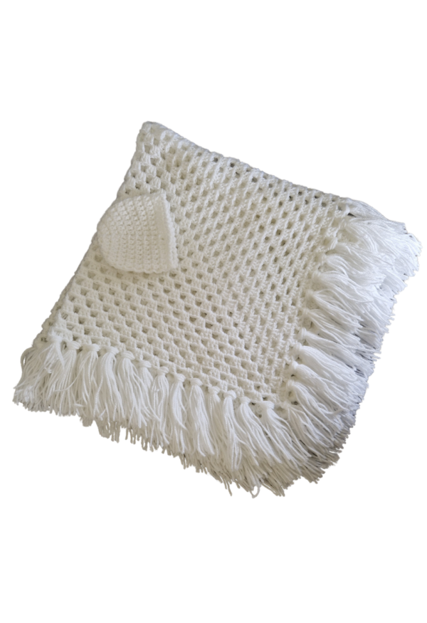 SilverdustUK Crochet Shawl & Hat White