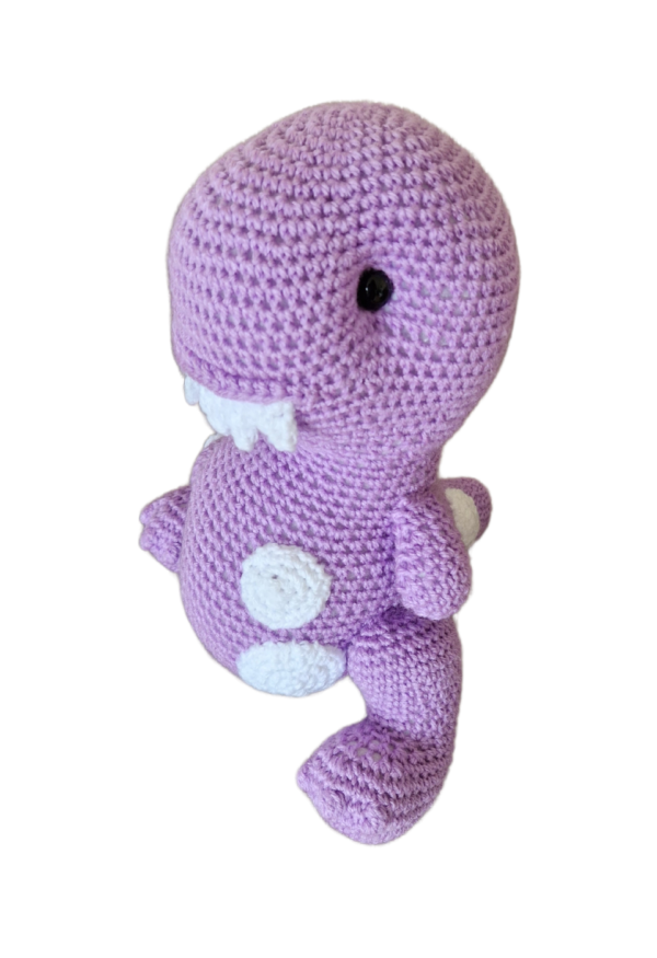 SilverdustUK Crochet Toothy Dinosaur Toy Purple 1