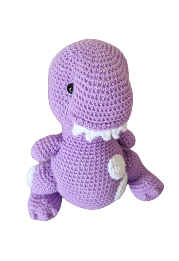 SilverdustUK Crochet Toothy Dinosaur Toy Purple