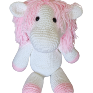 SilverdustUK Crochet Unicorn Toy White-Pink