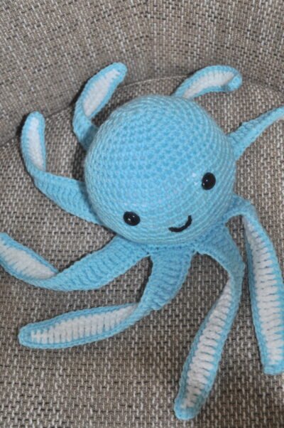Crochet Octopus Toy | Blue /White