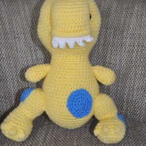 Crochet Toothy Dinosaur Toy | Yellow/Blue