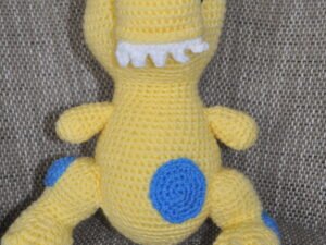 Crochet Toothy Dinosaur Toy | Yellow/Blue