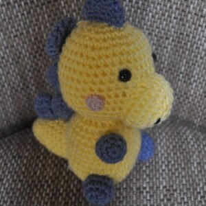 Crochet Baby Dinosaur Toy | Lemon/Blue