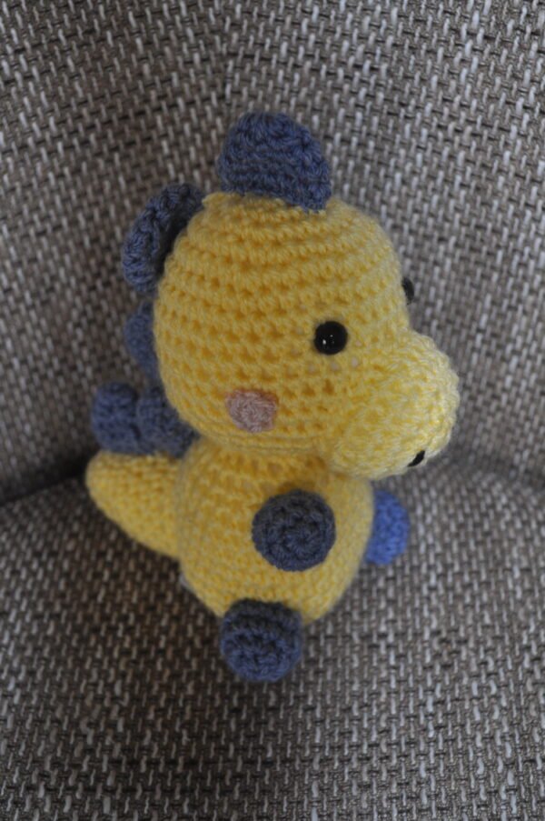 Crochet Baby Dinosaur Toy | Lemon/Blue