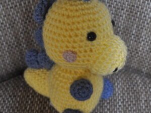 Crochet Baby Dinosaur Toy | Lemon/Blue