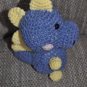 Crochet Baby Dinosaur Toy | Blue/Lemon