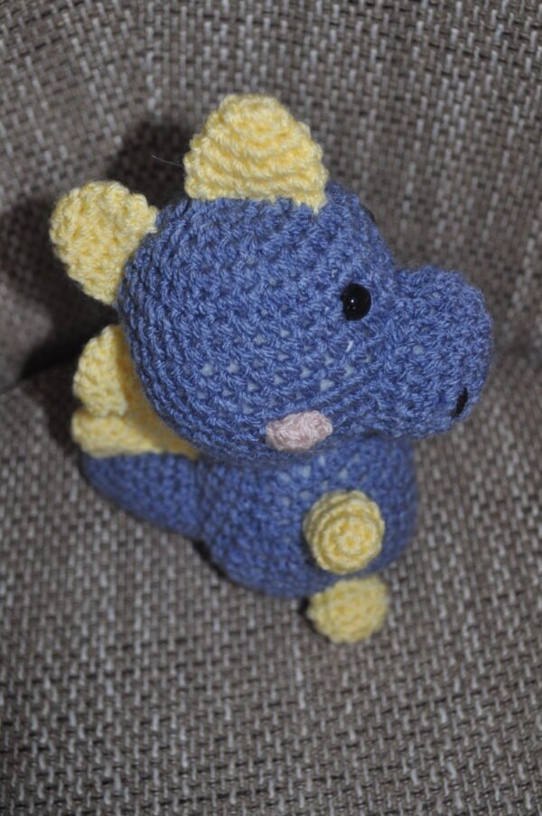Crochet Baby Dinosaur Toy | Blue/Lemon