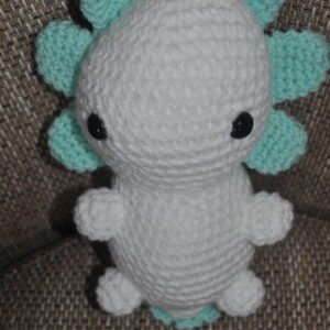 Crochet Axolotl Toy | Mint/White