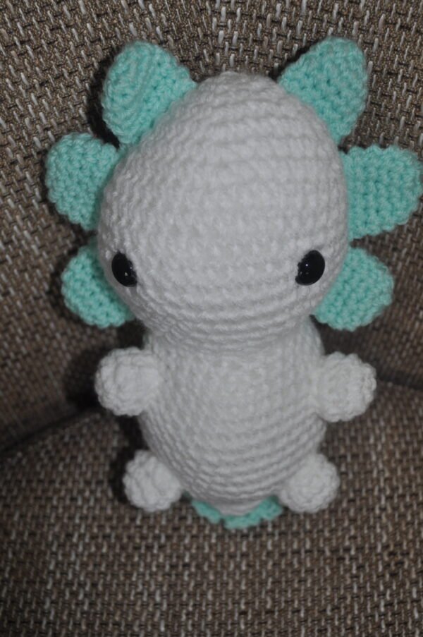 Crochet Axolotl Toy | Mint/White