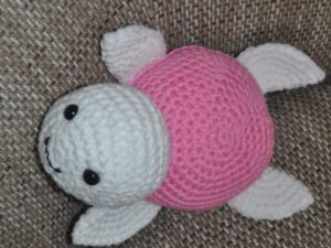 Crochet Turtle Toy | White/Pink