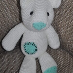 Crochet Large Bear Toy | Mint/White