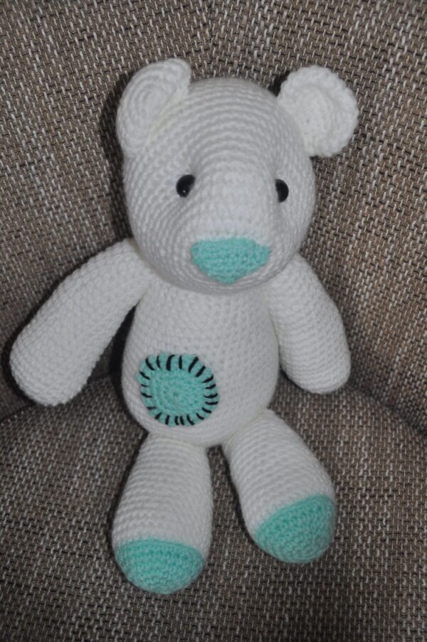 Crochet Large Bear Toy | Mint/White