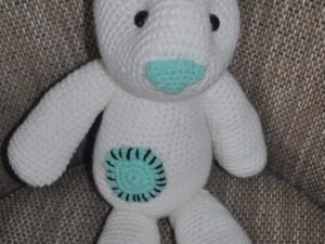 Crochet Large Bear Toy | Mint/White