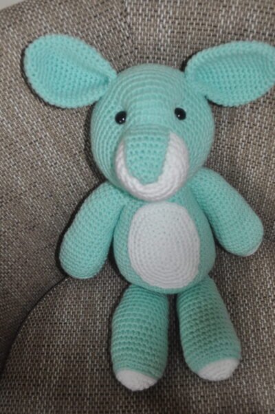 Crochet Large Bunny Toy | Mint /White