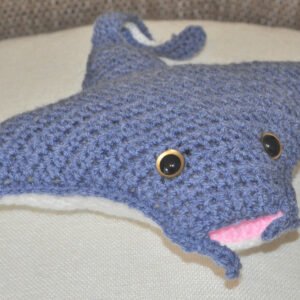 Crochet Stingray Toy | Petrol Blue/White