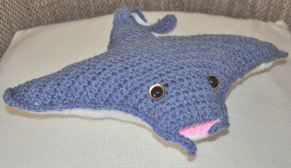 Crochet Stingray Toy | Petrol Blue/White