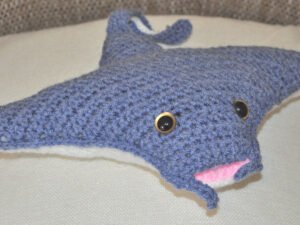 Crochet Stingray Toy | Petrol Blue/White