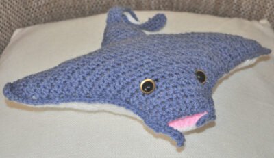 Crochet Stingray Toy | Petrol Blue/White