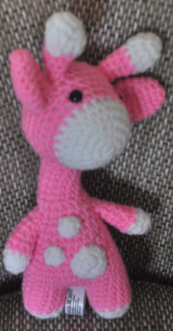 Crochet Giraffe Toy | Pink/White