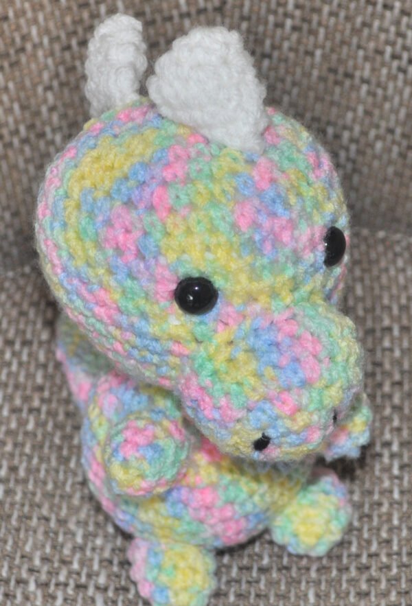 Crochet Baby Dinosaur Toy | Light Multi